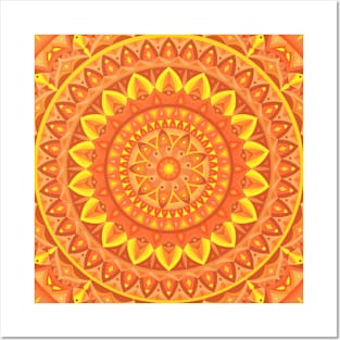 Color Wheel - Orange Base Mandala Posters and Art